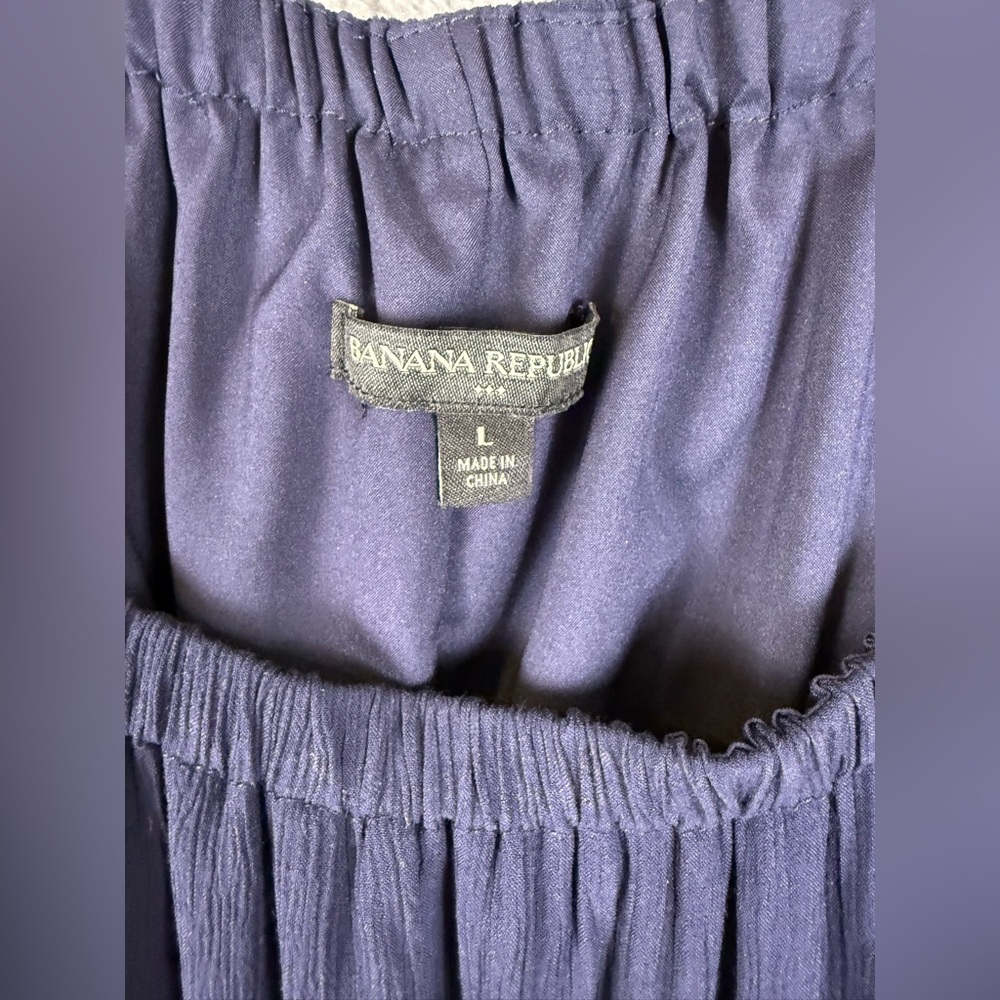 Banana republic navy peasant dress lined size large preowned - Picture 4 of 8